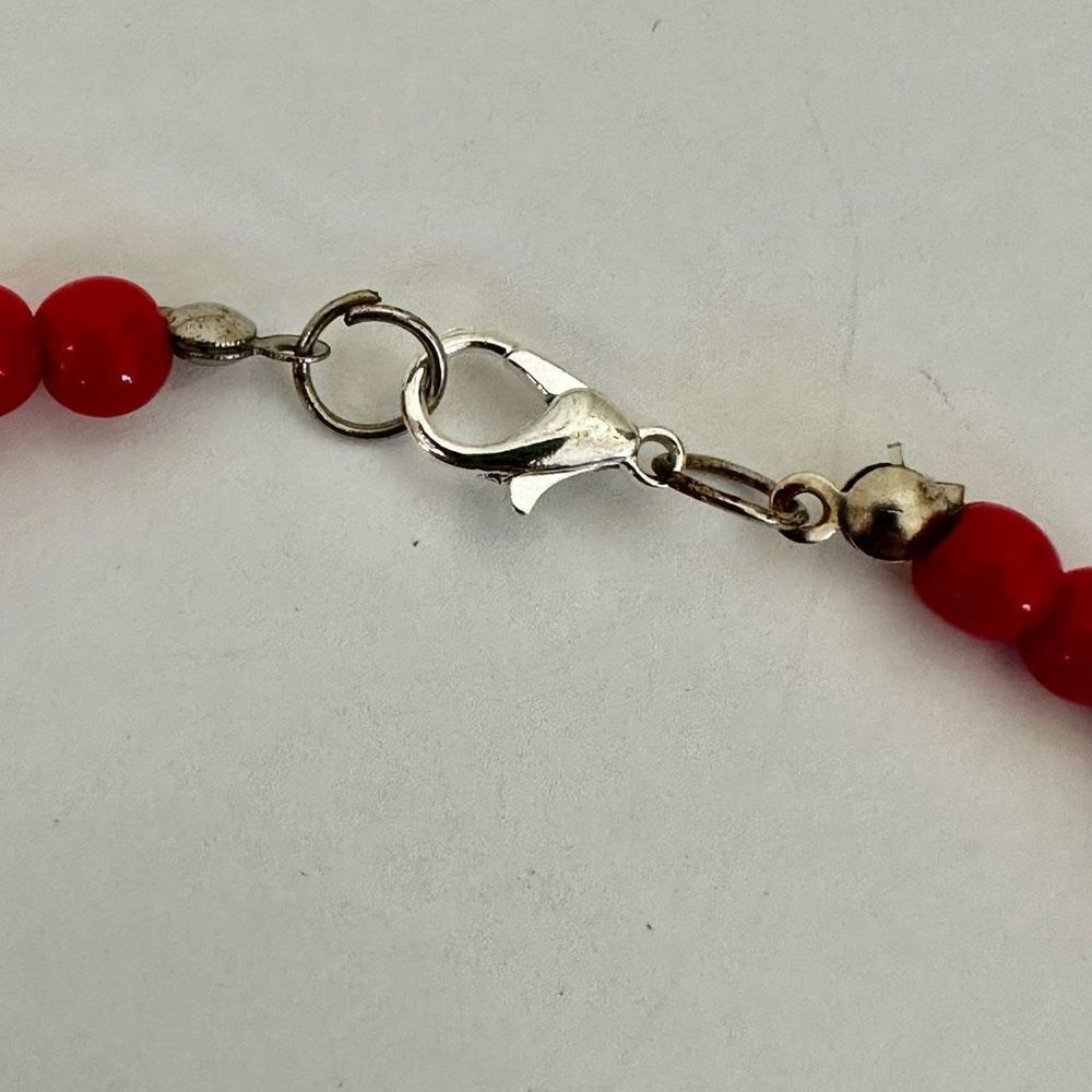 Red graduated beaded necklace - Picture 4 of 6